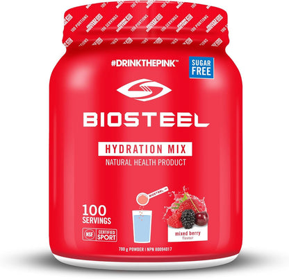 BioSteel Hydration Mix – Mixed Berry Flavor, 100 Servings, Sugar-Free with Natural Stevia