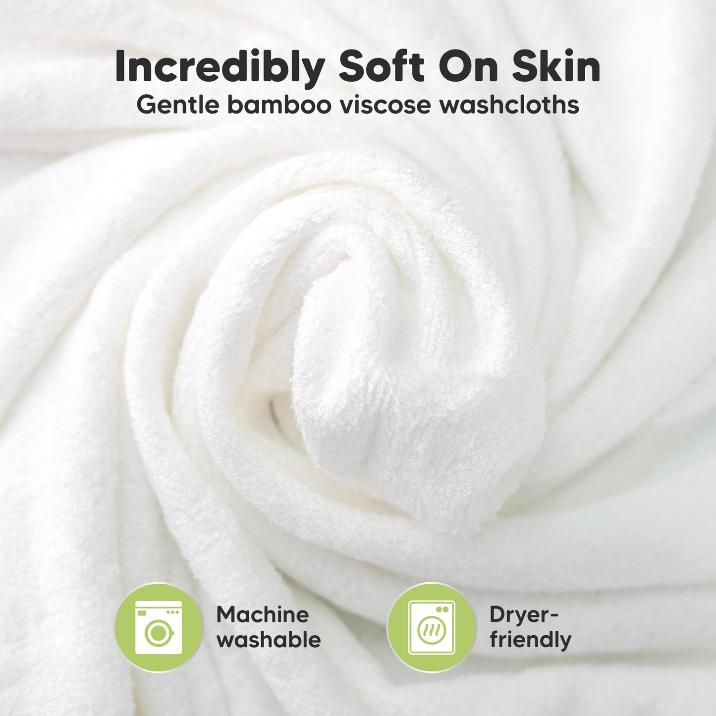 6-Pack Organic Baby Washcloths - Soft Viscose from Bamboo Washcloth, Baby Wash Cloths, Baby Wash Cloth for Newborn, Kids, Bath Baby Towels, Face Towel, Face Cloths (White)