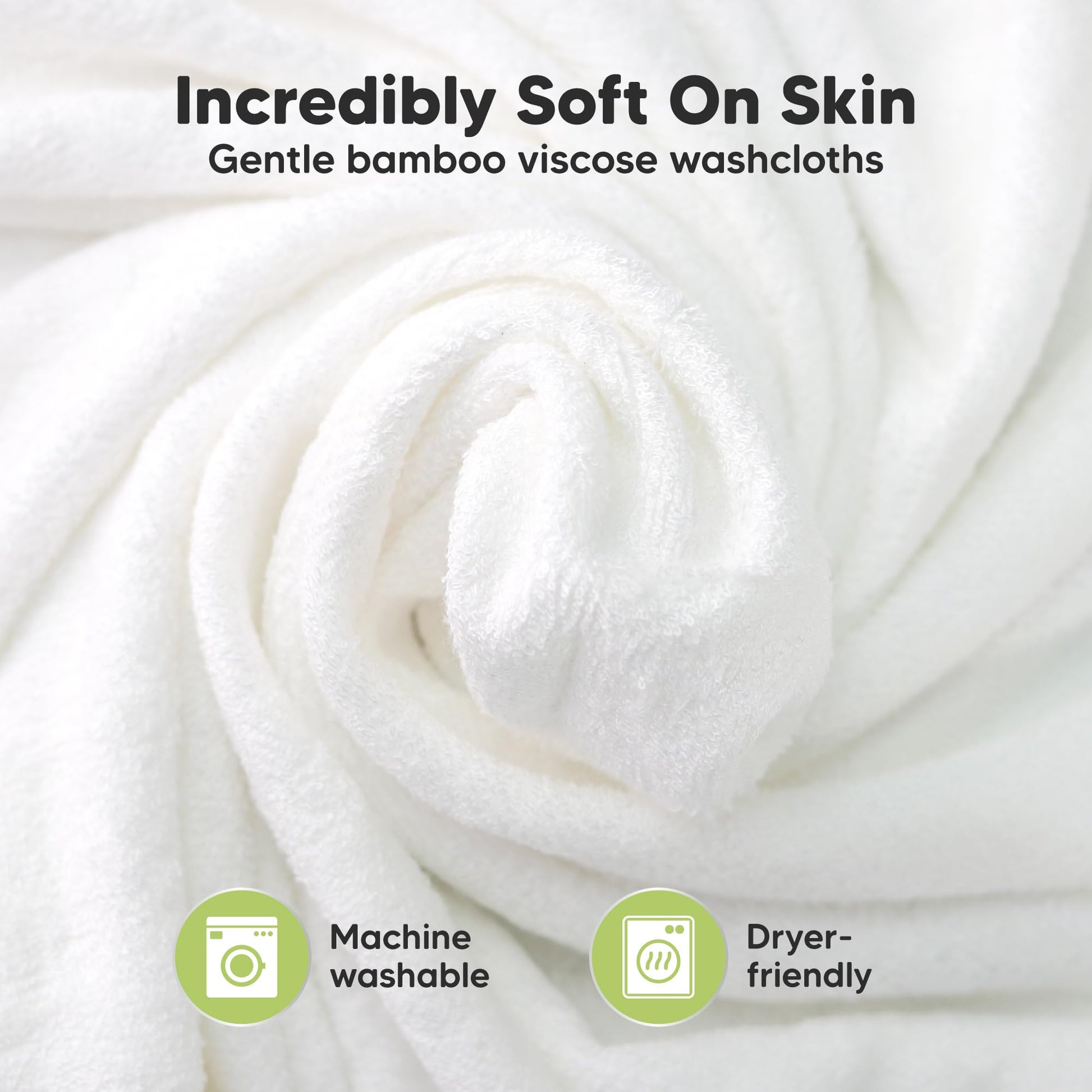 6-Pack Organic Baby Washcloths - Soft Viscose from Bamboo Washcloth, Baby Wash Cloths, Baby Wash Cloth for Newborn, Kids, Bath Baby Towels, Face Towel, Face Cloths (White)