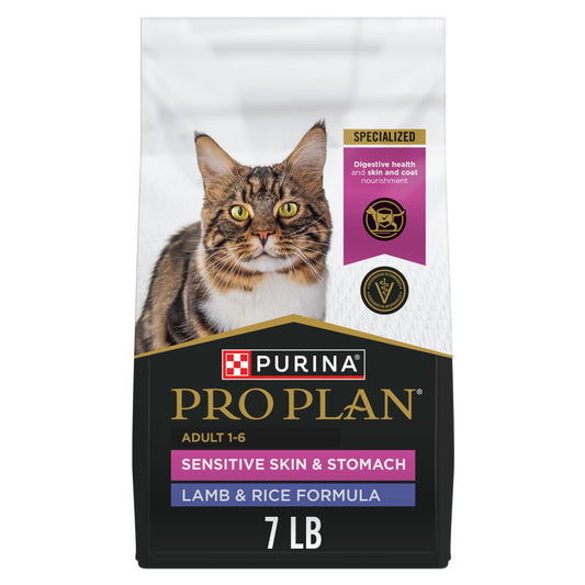Purina Pro Plan Sensitive Skin & Stomach Dry Cat Food, Lamb & Rice - 3.18 kg Bag Pro Plan