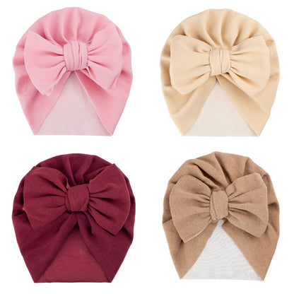 DRESHOW BQUBO 5 PCS Baby Cotton Hats Big Bow Knotted Headwrap Turban Baby Infant Beanie Baby Girl Soft Cute Toddler Cap for Winter 🍁 All In One Marketplace Canada