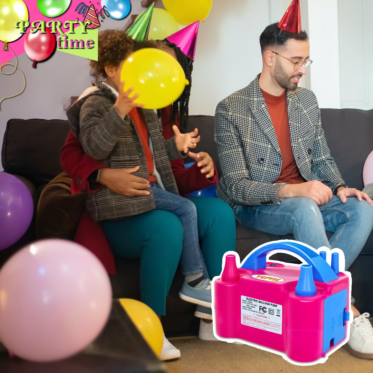 YEPVIE Electric Balloon Pump, Portable 2 Modes Balloon Blower Machine with 14 Ballon Arch Kits, Air Pump for Baloon, Balloon Inflator for Party Decoration