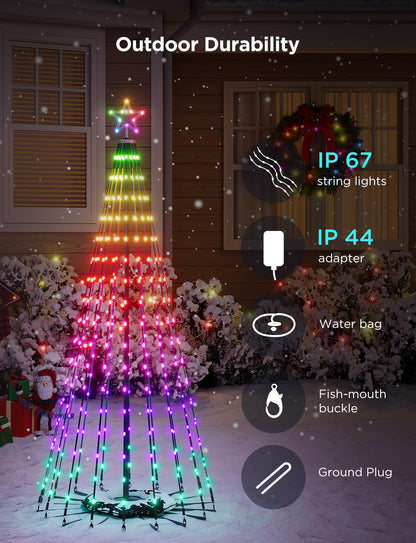 Govee Christmas Cone Tree Lights, 6ft 316 LEDs RGBIC Christmas Tree Lights with Smart App Control, IP67 Waterproof Outdoor String Lights for Xmas & Halloween Decor, 82+ Scene Modes, Music Sync 🍁 All In One Marketplace Canada