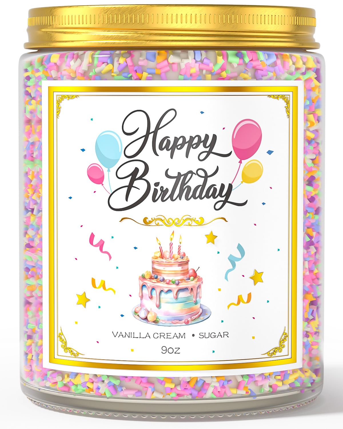 VEGISHINE Birthday Candle, Birthday Gifts for Women Men, 9 oz Happy Birthday Candle with Vanilla Birthday Cake Scent, Birthday Gifts for Women Friendship Ideas 🍁 All In One Marketplace Canada