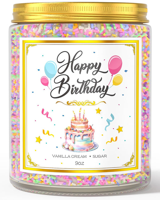 VEGISHINE Birthday Candle, Birthday Gifts for Women Men, 9 oz Happy Birthday Candle with Vanilla Birthday Cake Scent, Birthday Gifts for Women Friendship Ideas 🍁 All In One Marketplace Canada