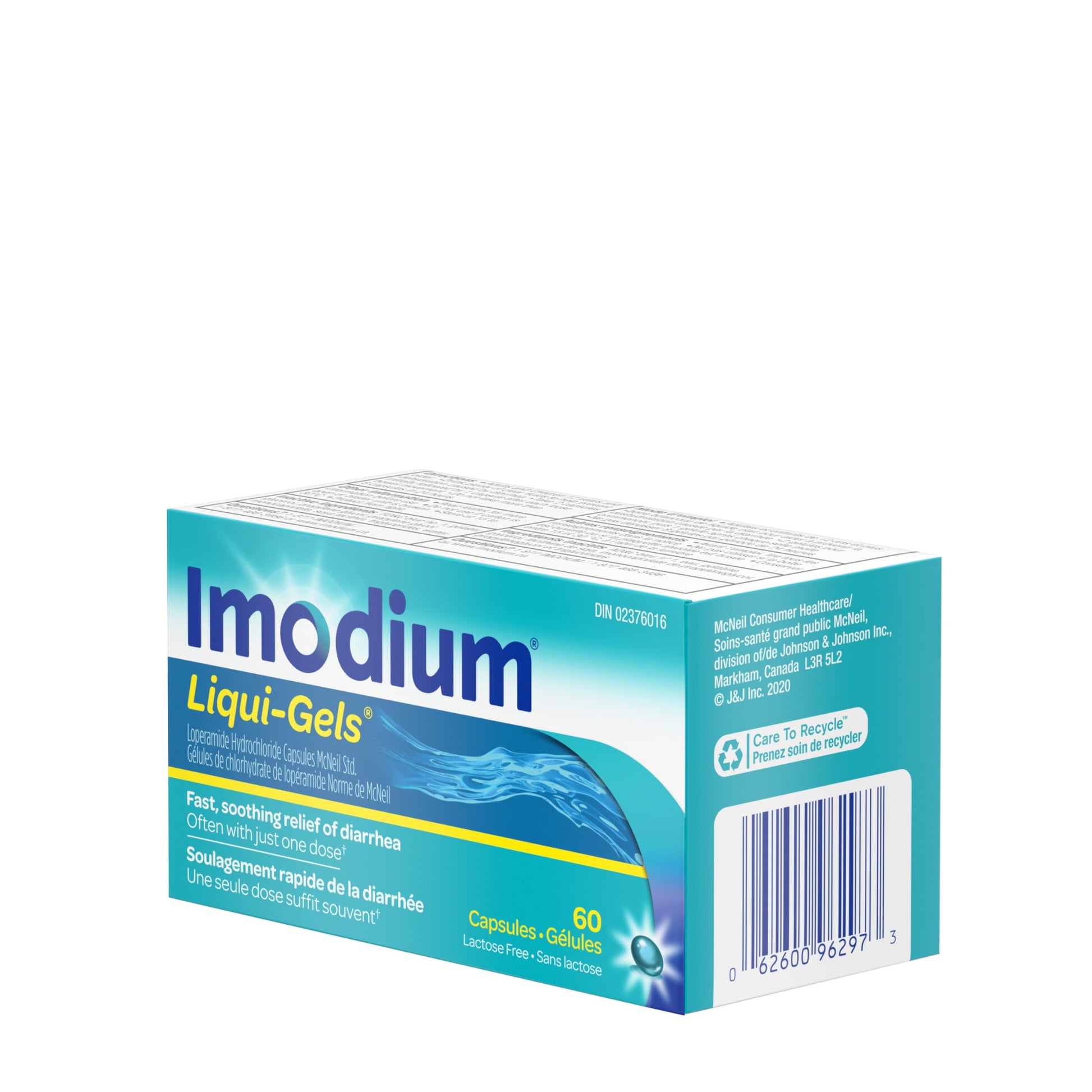 IMODIUM® LIQUI-GELS® - 2mg Loperamide Hydrochloride for Fast Acting Diarrhea Symptom Relief On the Go in Travel Size Softgels for Adults and Children 12+ - 60 Count