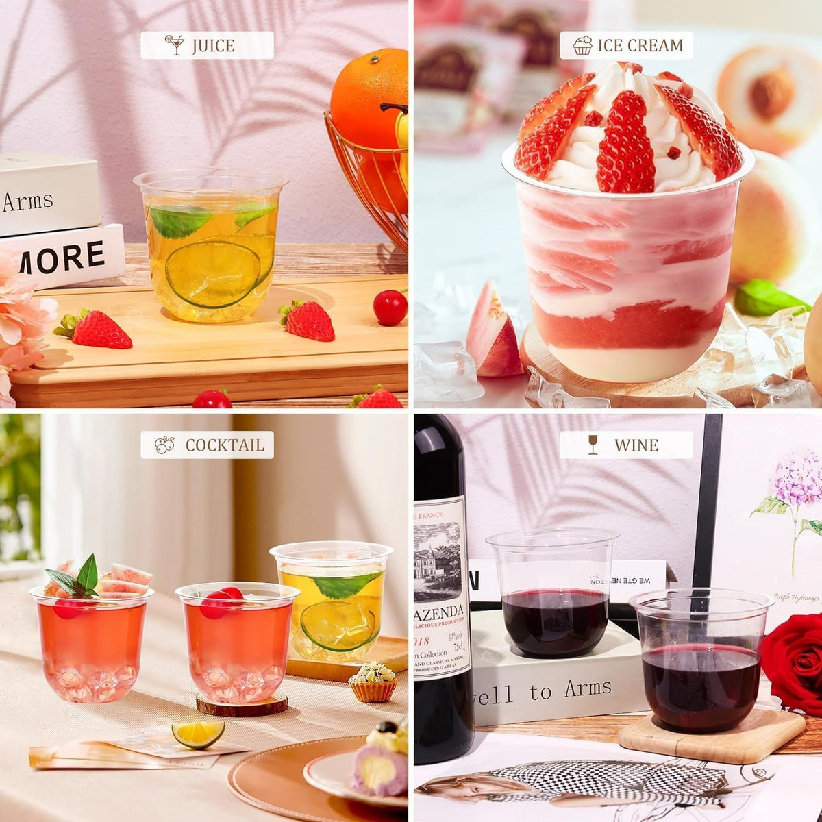 100 Pcs Disposable Stemless Glasses 12oz Crystal Plastic Wine Glasses Clear Classic Cup for Meeting Weddings Birthdays Cocktail Christmas Party Supplies 🍁 All In One Marketplace Canada