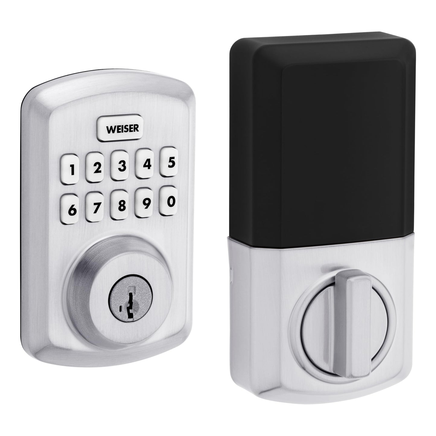 Weiser Powerbolt 3 Satin Chrome Keyless Entry Door Lock/Deadbolt Lock, 10-Button Keypad Door Lock with Auto Lock and 12-Month Battery Life, Electronic Door Locks for Front Door, Home Décor 🍁 All In One Marketplace Canada