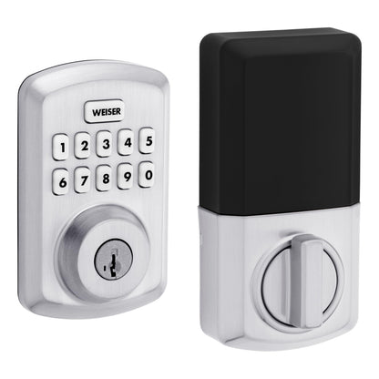Weiser Powerbolt 3 Satin Chrome Keyless Entry Door Lock/Deadbolt Lock, 10-Button Keypad Door Lock with Auto Lock and 12-Month Battery Life, Electronic Door Locks for Front Door, Home Décor 🍁 All In One Marketplace Canada