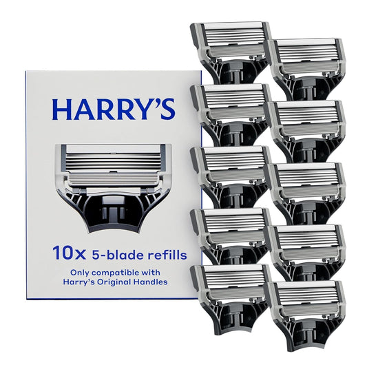 Harry's Original Blades - Men's Razor Refill Pack for Smooth Shaving - Razor Head Replacement - Five Sharp Blades - Flexible Hinge - Moisture Strip - Precision Trimmer - 10 count