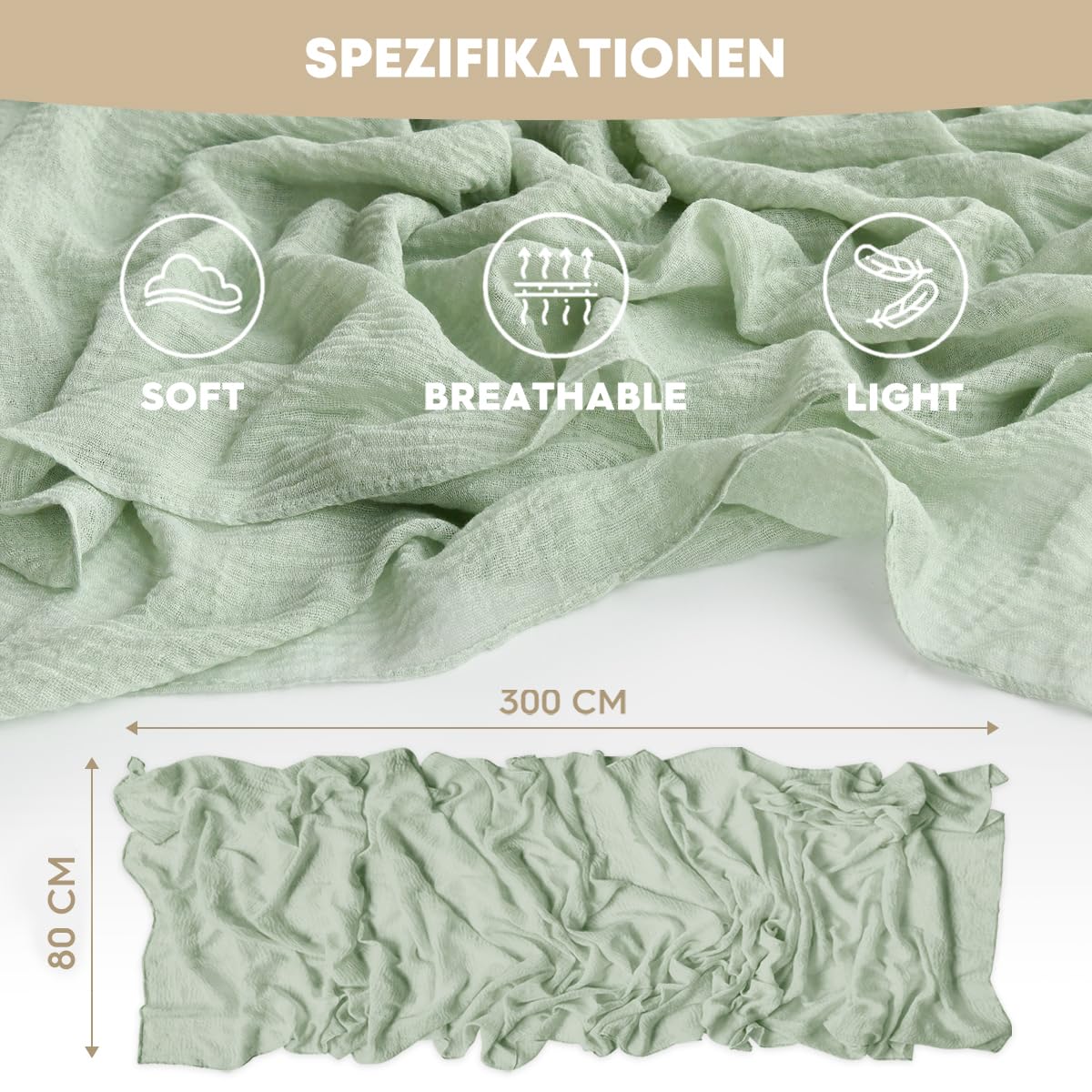 Artoid Mode Boho Sage Green Gauze Wedding Table Runner, 300 cm Seasonal Fabric Kitchen Dining Holiday Table Decor for Home Party Indoor 🍁 All In One Marketplace Canada