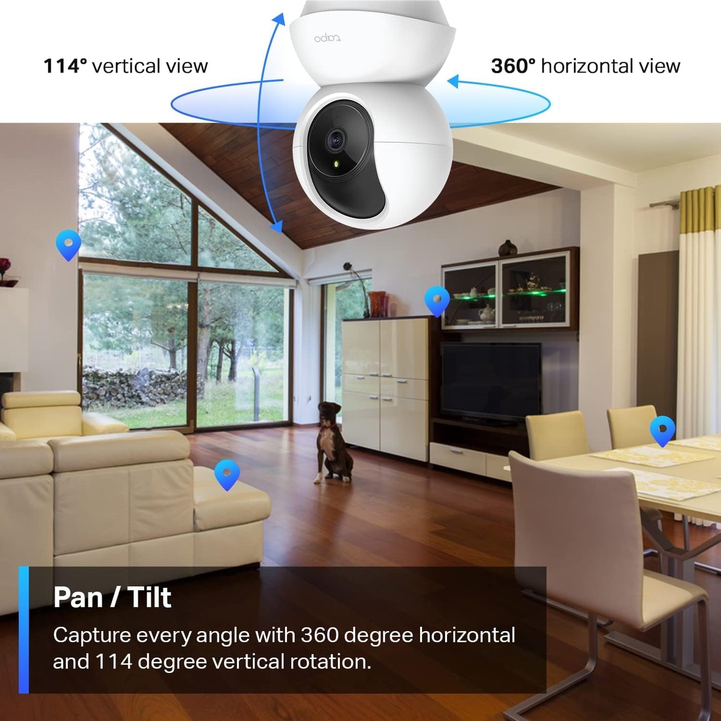 Tapo 2K Pan/Tilt Indoor Security WiFi Camera, 2 Pack, Baby & Pet Camera w/ 360° Motion Tracking, 2-Way Audio, Night Vision, Cloud & Local Storage (Up to 256 GB), Works w/Alexa & Google (Tapo C210P2)