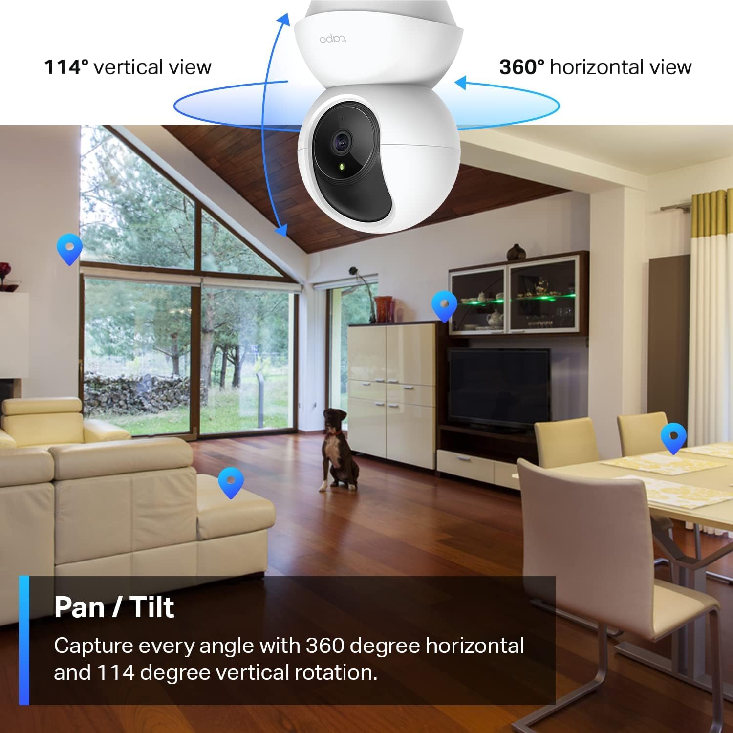 Tapo 2K Pan/Tilt Indoor Security WiFi Camera, 2 Pack, Baby & Pet Camera w/ 360° Motion Tracking, 2-Way Audio, Night Vision, Cloud & Local Storage (Up to 256 GB), Works w/Alexa & Google (Tapo C210P2)