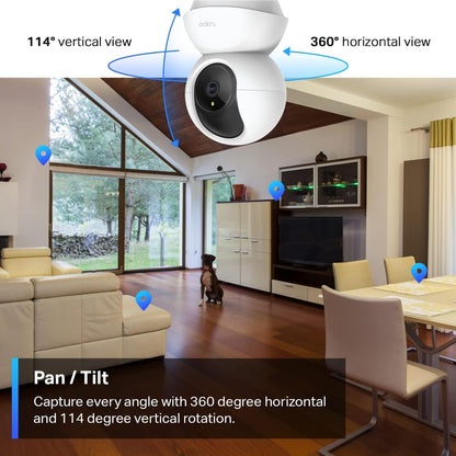 Tapo 2K Pan/Tilt Indoor Security WiFi Camera, 2 Pack, Baby & Pet Camera w/ 360° Motion Tracking, 2-Way Audio, Night Vision, Cloud & Local Storage (Up to 256 GB), Works w/Alexa & Google (Tapo C210P2)