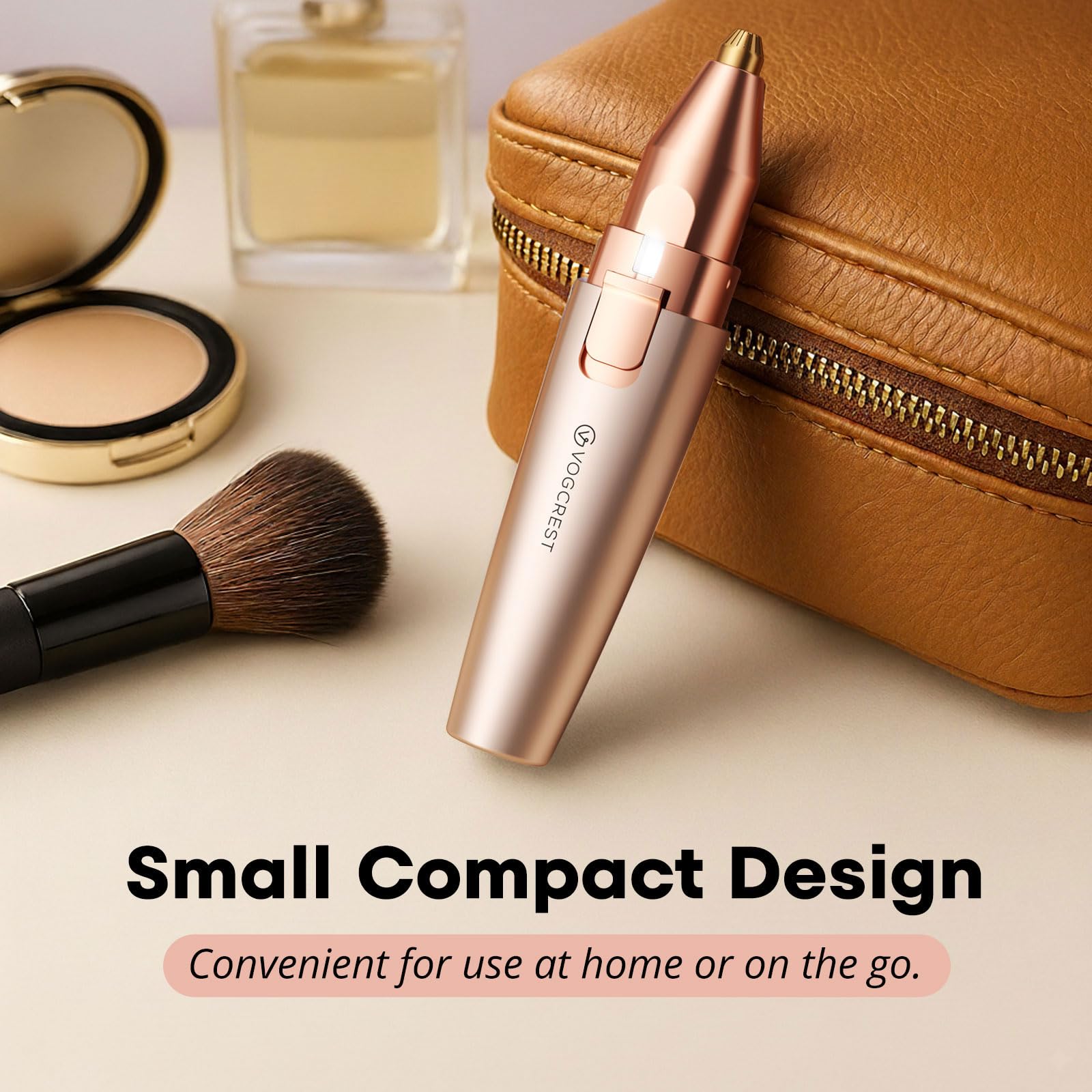 VG VOGCREST Eyebrow Facial Trimmer: 2 in1 Rechargeable Facial Hair Removal and Eyebrow Shaver - Face Lips Body Painless Facial Razor with Built-in LED Light (Rose Gold) - Available at All In One Marketplace Canada
