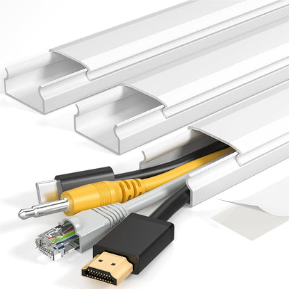 Yecaye TV Cord Hider, 42in Cord Cover, Large Cable Hider, Wire Covers for 4 Cords, Cable Raceway for TV on Wall, Cable Cover Cord Concealer, W1.18in H0.6in, White - Available at All In One Marketplace Canada
