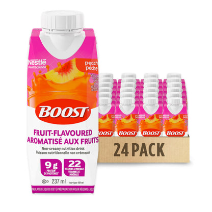 BOOST Peach Flavoured Complete Nutrition Drink, 24 Pack (237 mL Each)