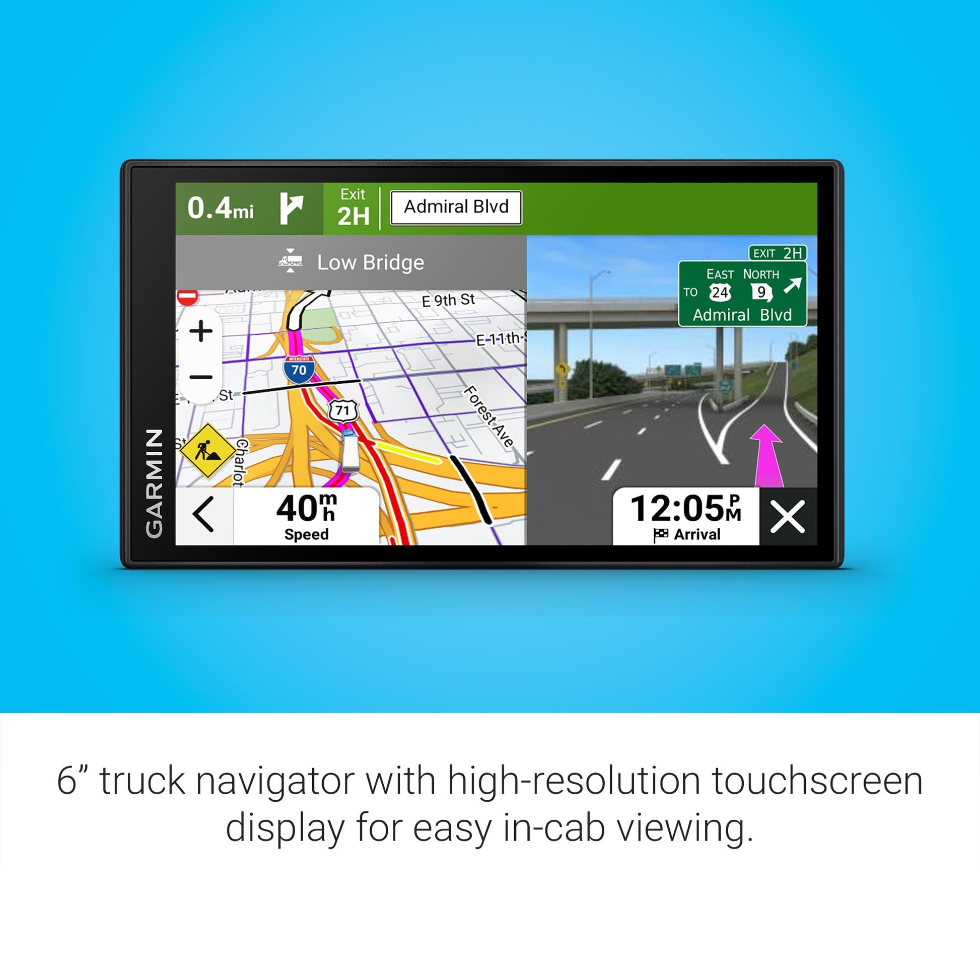Garmin dēzl™ OTR620, High-Res 6” GPS Truck Navigator, Custom Routing, Satellite Imagery, Wind Speed, Community-Shared Loading Docks, Truck Entrances, Parking Availability Garmin