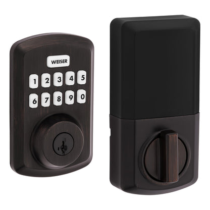 Weiser Powerbolt 3 Venetian Bronze Keyless Entry Door Lock/Deadbolt Lock, 10-Button Keypad Door Lock with Auto Lock and 12-Month Battery Life, Electronic Door Locks for Front Door, Home Décor 🍁 All In One Marketplace Canada