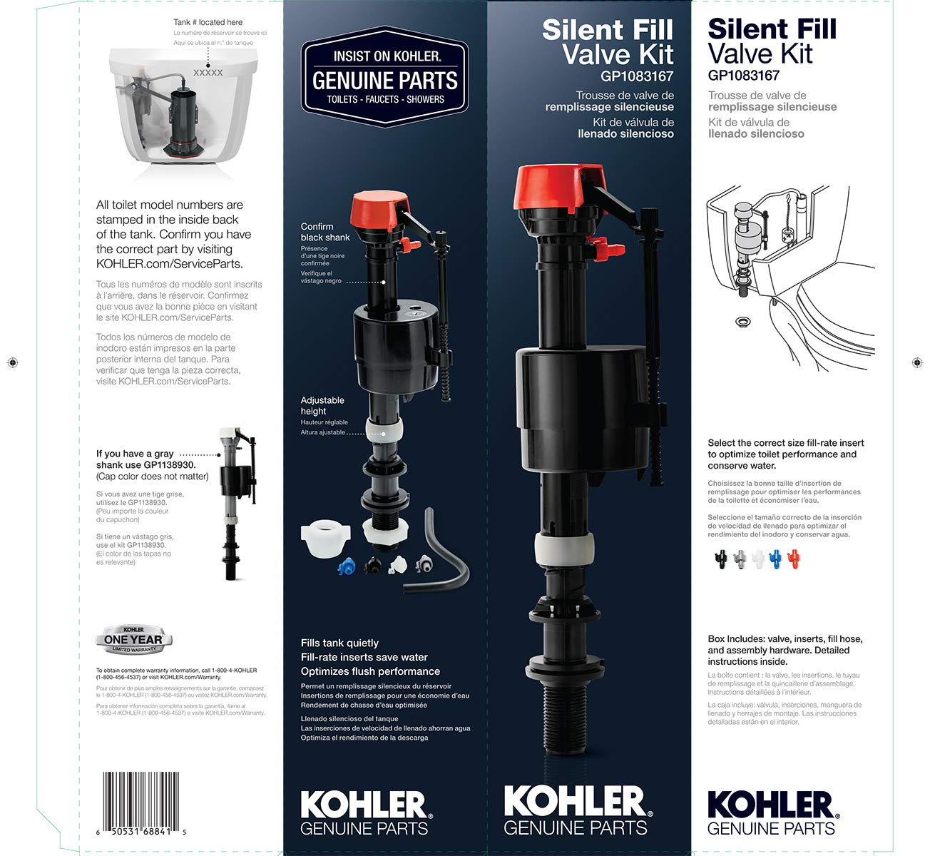 Kohler GP1083167 Fill Valve for all Class 5 Kohler