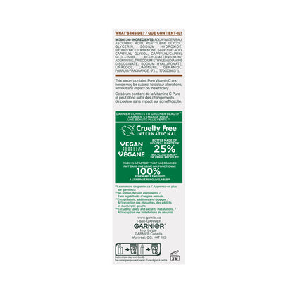 Garnier SkinActive Brightening Night Vitamin-C Serum, with Hyaluronic Acid, Brightens & Smoothens Skin in just 3 Nights, for All Skin Types, even Sensitive Skin - 30ml