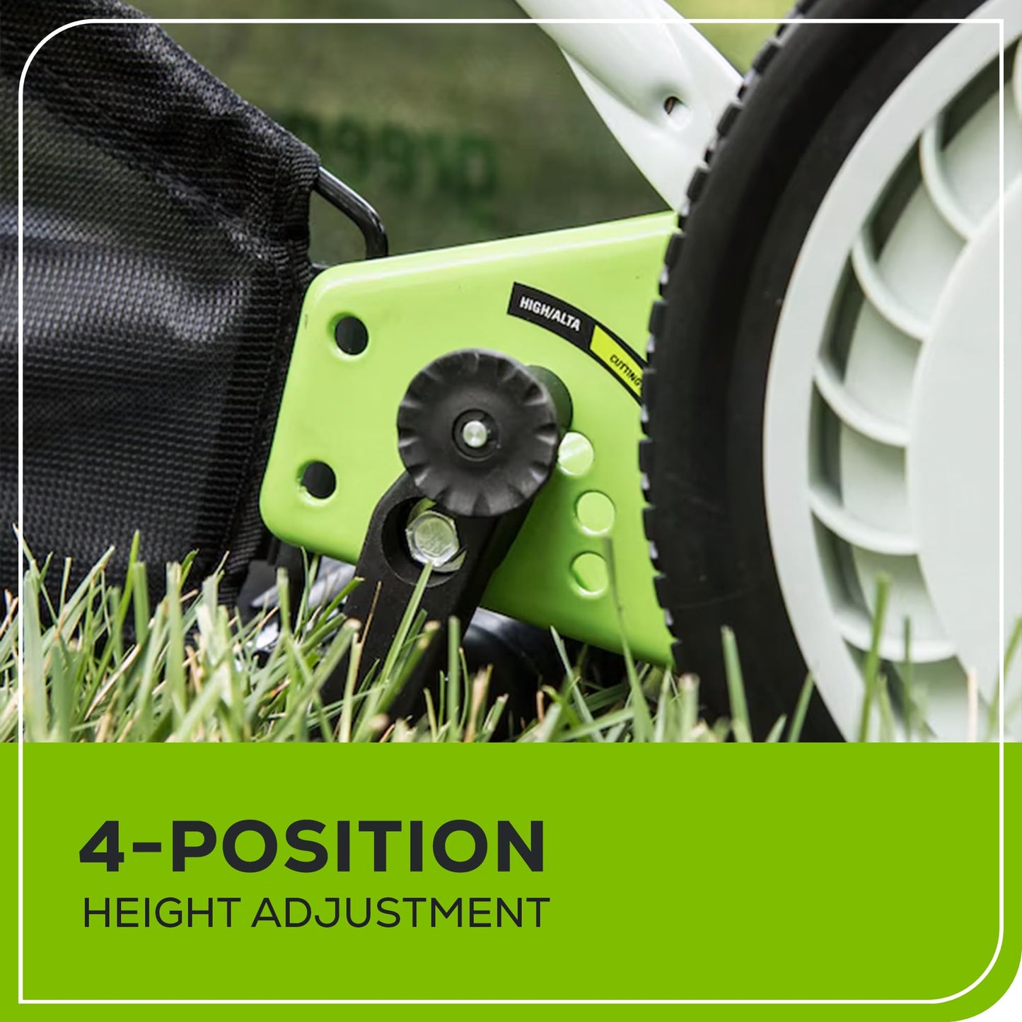 Greenworks 16-Inch Reel Lawn Mower with Grass Catcher 25052,Black/Green, 47" D x 22" W x 29.75" H - Available at All In One Marketplace Canada