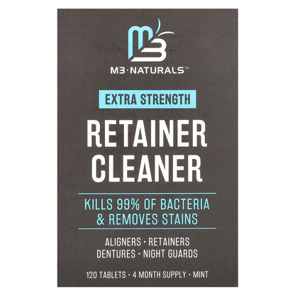 Retainer Cleanser Tablets Cleaner Remove Odors Discoloration Stains and Plaque 4 Month Supply Denture Cleansers Retainers Mouth Guards Denture Bath Mint by M3 - Available at All In One Marketplace Canada