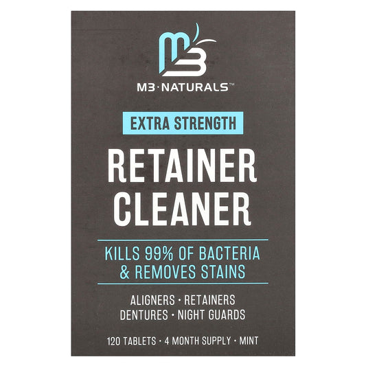 Retainer Cleanser Tablets Cleaner Remove Odors Discoloration Stains and Plaque 4 Month Supply Denture Cleansers Retainers Mouth Guards Denture Bath Mint by M3 - Available at All In One Marketplace Canada