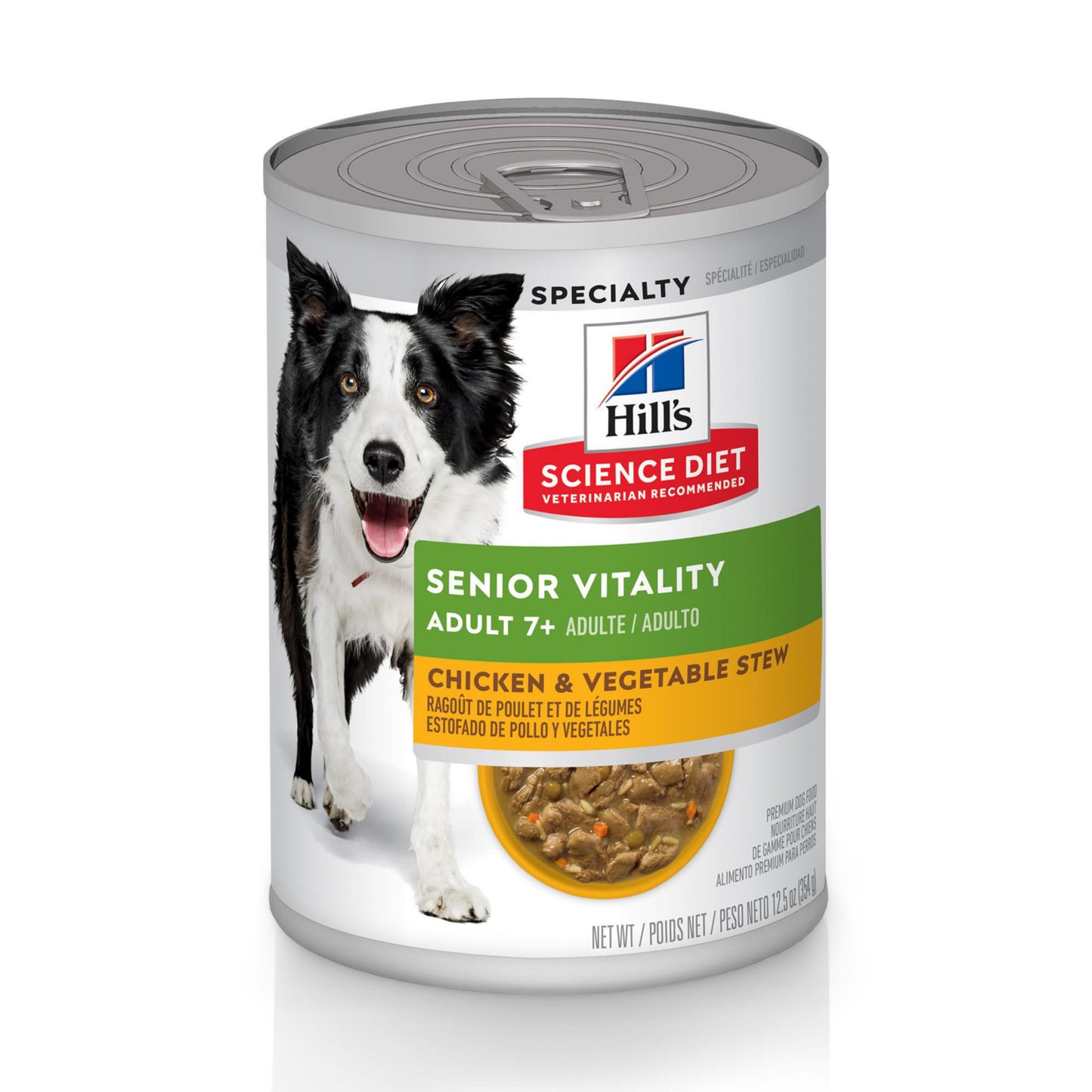 Hill's Science Diet Adult 7+ Senior Vitality Canned Dog Food, Chicken & Vegetable Stew, 12.5 oz, 12 Pack Wet Dog Food Hill's Science Diet