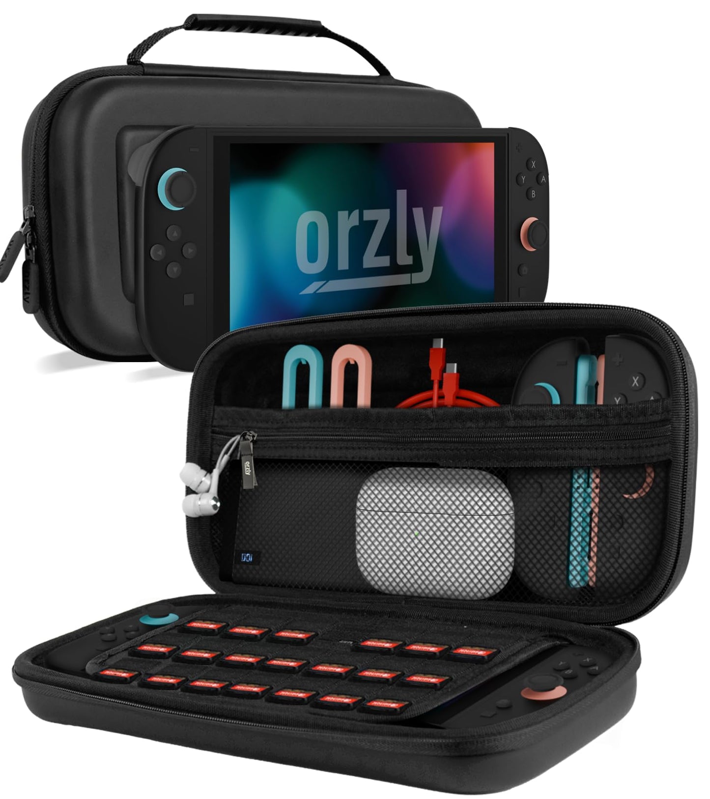 Carry Case for Nintendo Switch 2 (2025) Hard Shell Travel Case with Screen Padding, Game Card & microSD Slots, Zipped & Open Pockets for Accessories