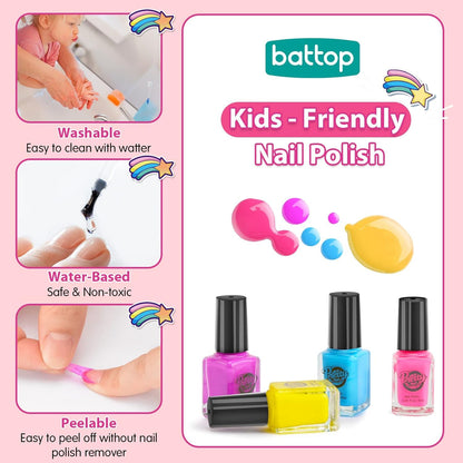 Kids Nail Polish Set for Girls, Nail Art Kits with Nail Dryer & Glitter Pen, Quick Dry & Peel Off & Non-Toxic Nail Polish, Christmas Birthday Gifts for Girls Ages 6 7 8 9 10 11 12 🍁 All In One Marketplace Canada