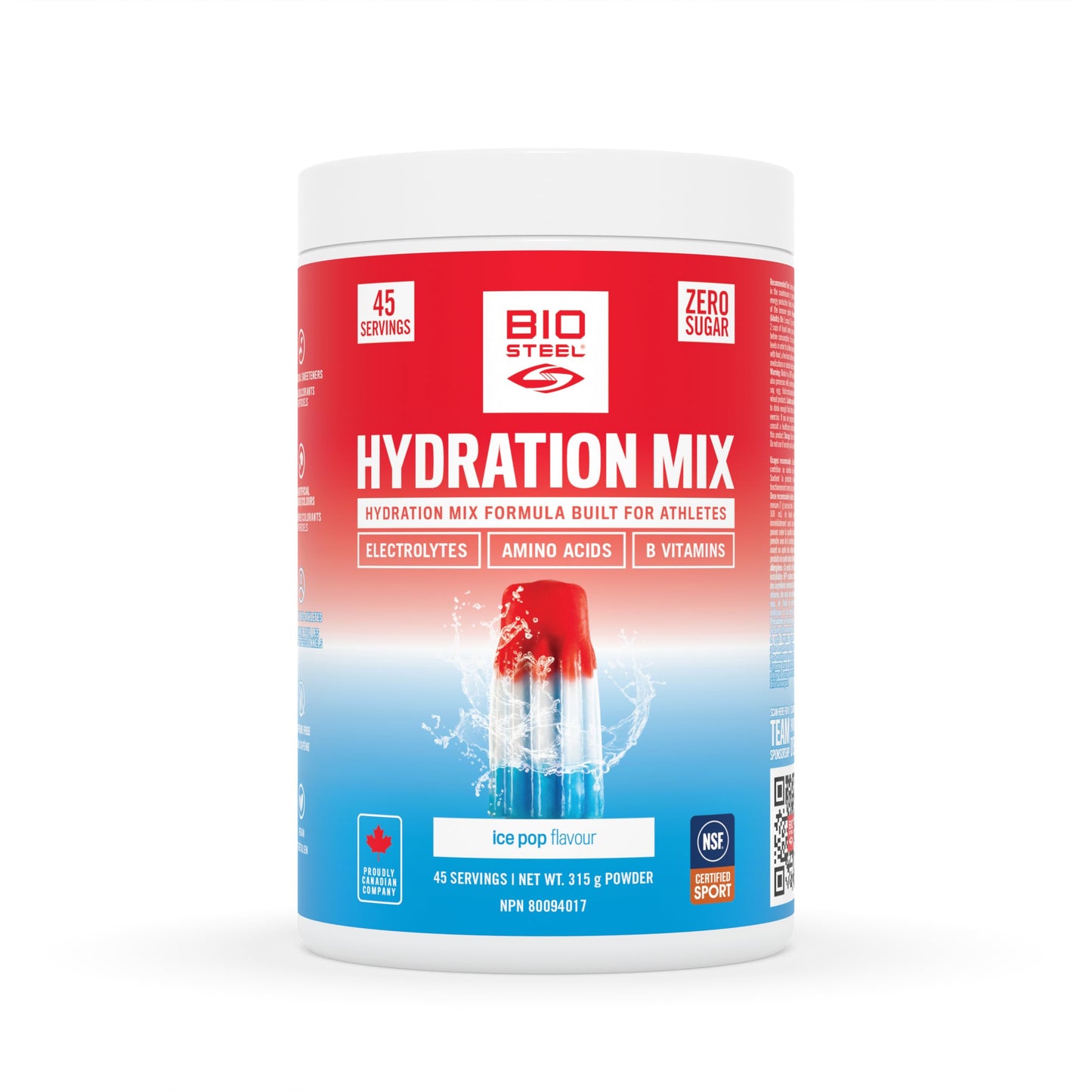 BioSteel Electrolyte Hydration Mix, Ice Pop, 45 Servings