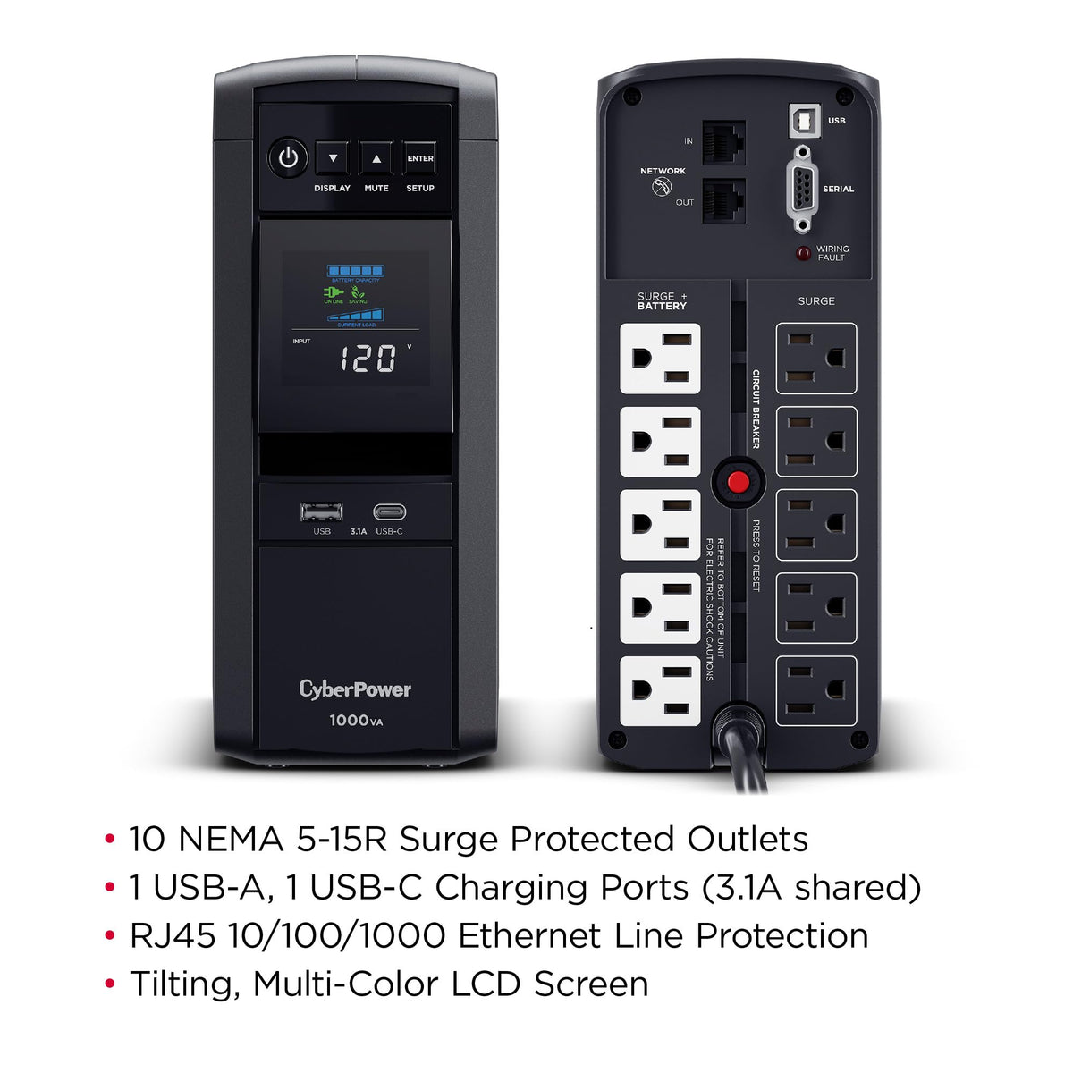 CyberPower CP1000PFCLCD PFC Sinewave UPS Battery Backup and Surge Protector