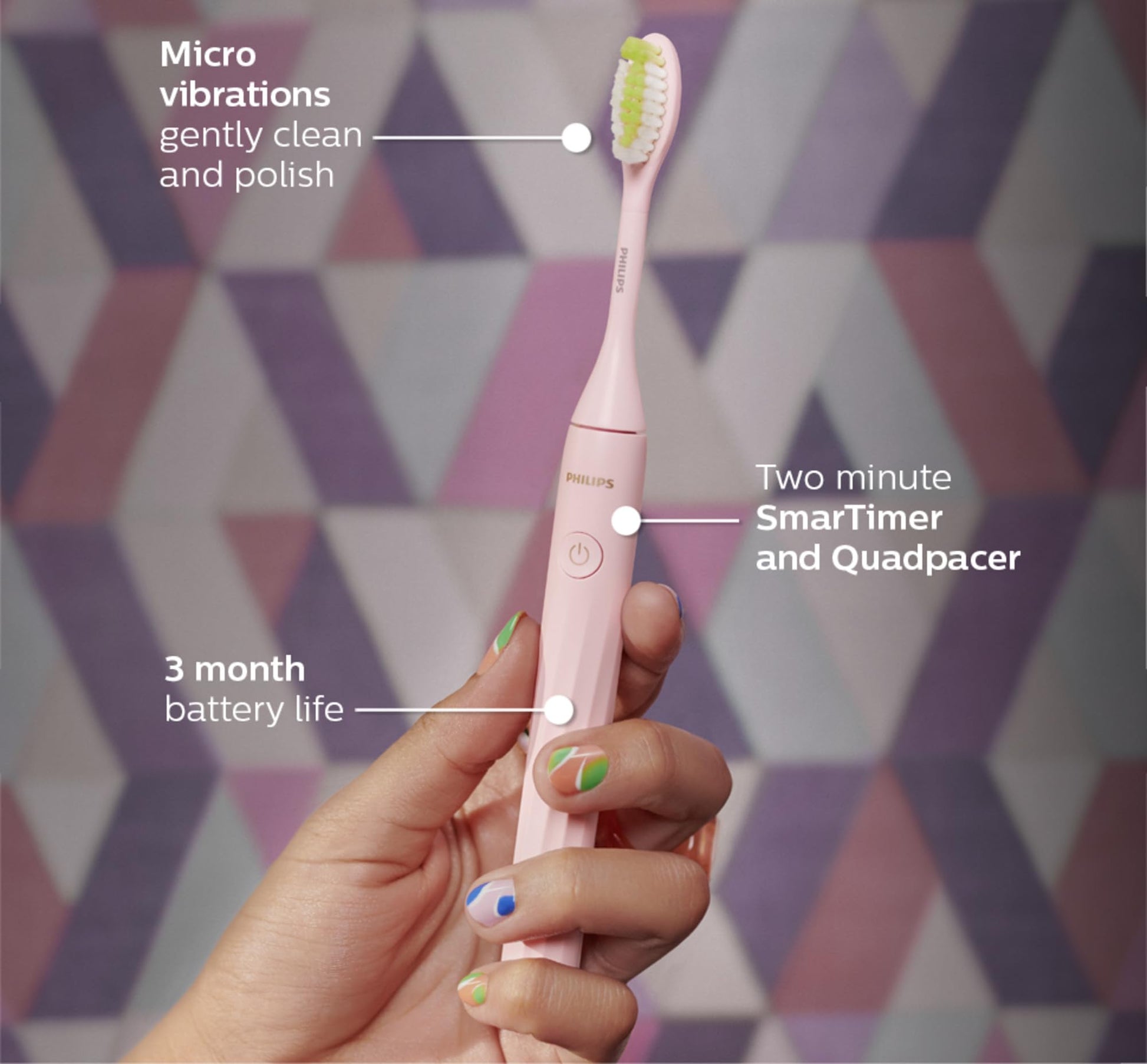 Philips One by Sonicare Battery Electric Toothbrush, Pink, HY1100/06 - Available at All In One Marketplace Canada