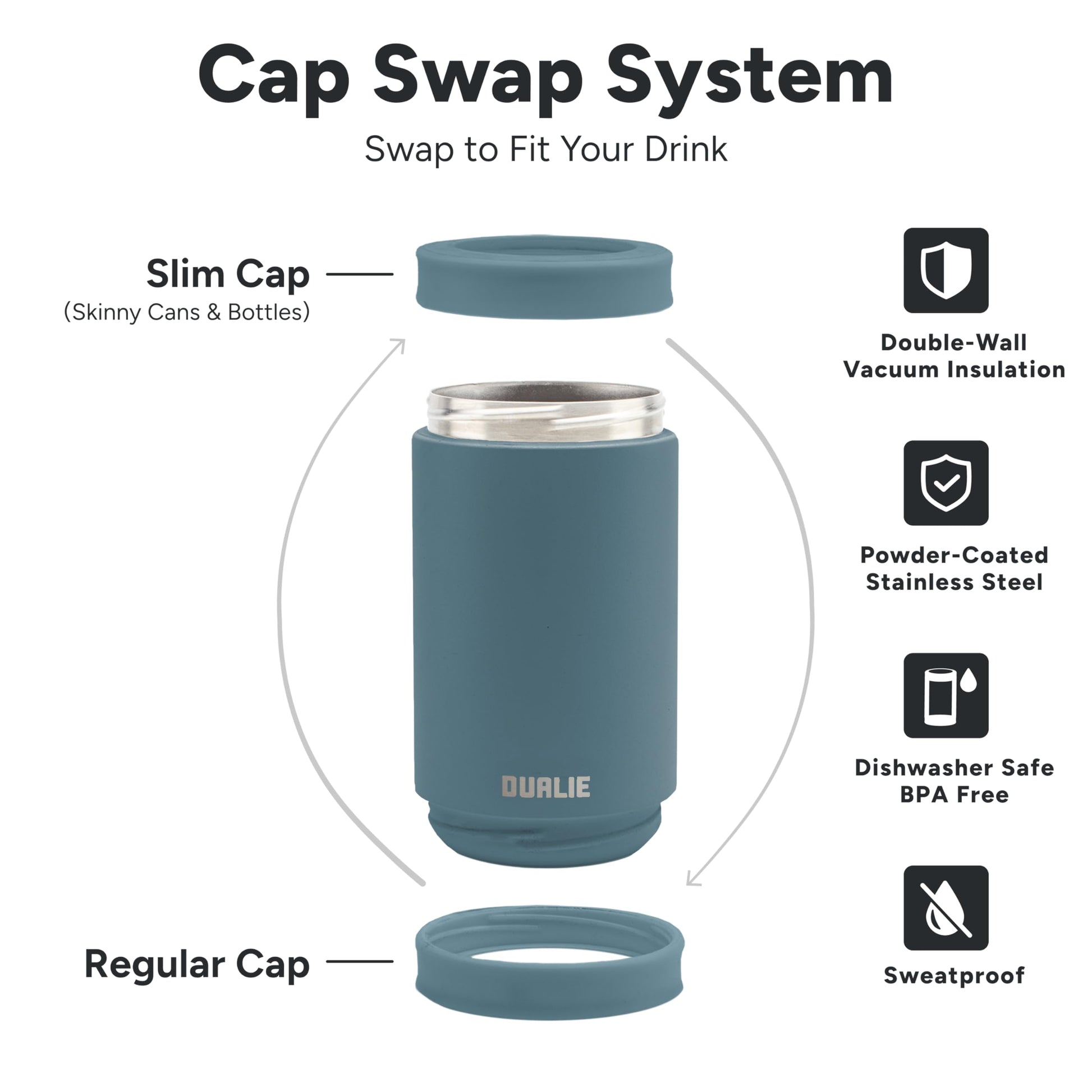 DUALIE 3 in 1 Insulated Can Cooler - Universal Size for 12 oz Cans, Slim Cans, and Bottles - 10+ Colors Available DUALIE
