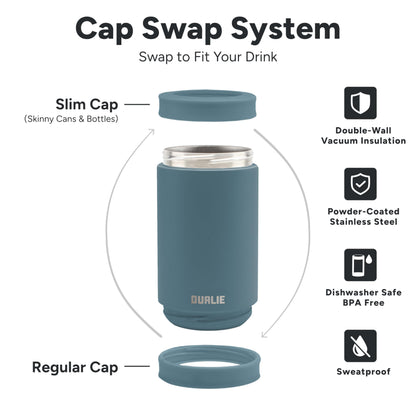 DUALIE 3 in 1 Insulated Can Cooler - Universal Size for 12 oz Cans, Slim Cans, and Bottles - 10+ Colors Available DUALIE