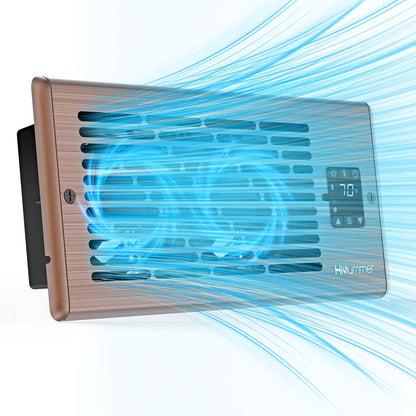 Hisummer Register Booster Fan for 4" x 10" Floor Register, Quiet 10-Speed Vent Fan Booster with Temp Sensor, 150 CFM Airflow, Improves Heating & Cooling, Remote Control (Oil-Rubbed Bronze)