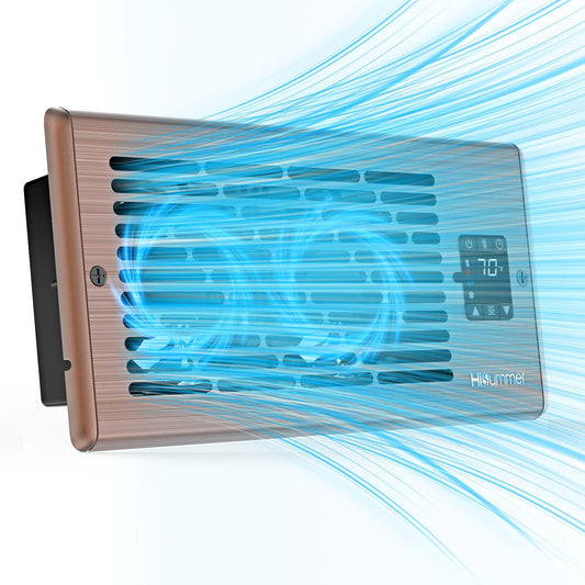 Hisummer Register Booster Fan for 4" x 10" Floor Register, Quiet 10-Speed Vent Fan Booster with Temp Sensor, 150 CFM Airflow, Improves Heating & Cooling, Remote Control (Oil-Rubbed Bronze)