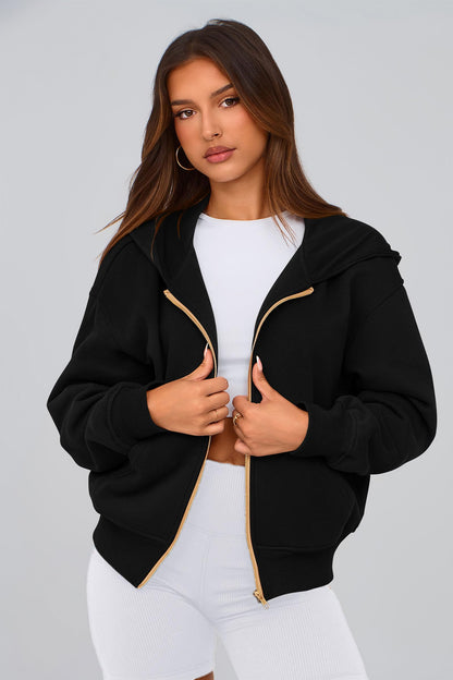 PRETTYGARDEN Hoodies for Women Zip Up Fleece Sweatshirt(Black,L) 🍁 All In One Marketplace Canada