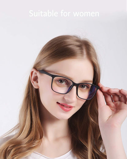 ANRRI Blue Light Blocking Glasses for Computer Use, Anti Eyestrain Lens Lightweight Frame Eyeglasses, Black, Men/Women ANRRI