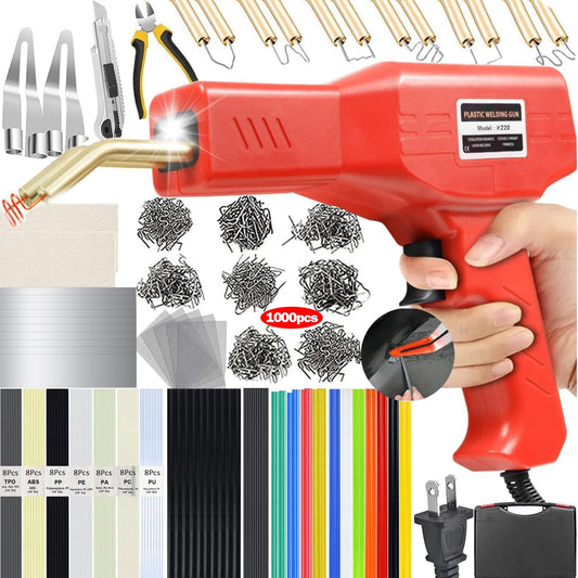 Upgraded 220W Plastic Welder, 2 in 1 Plastic Welding Repair Welder Kit 1000PCS Hot Stapler Soldering Gun with 100PCS Plastics Welding Rods Car Bumper Repair Kit for Most Plastics Repair - Available at All In One Marketplace Canada