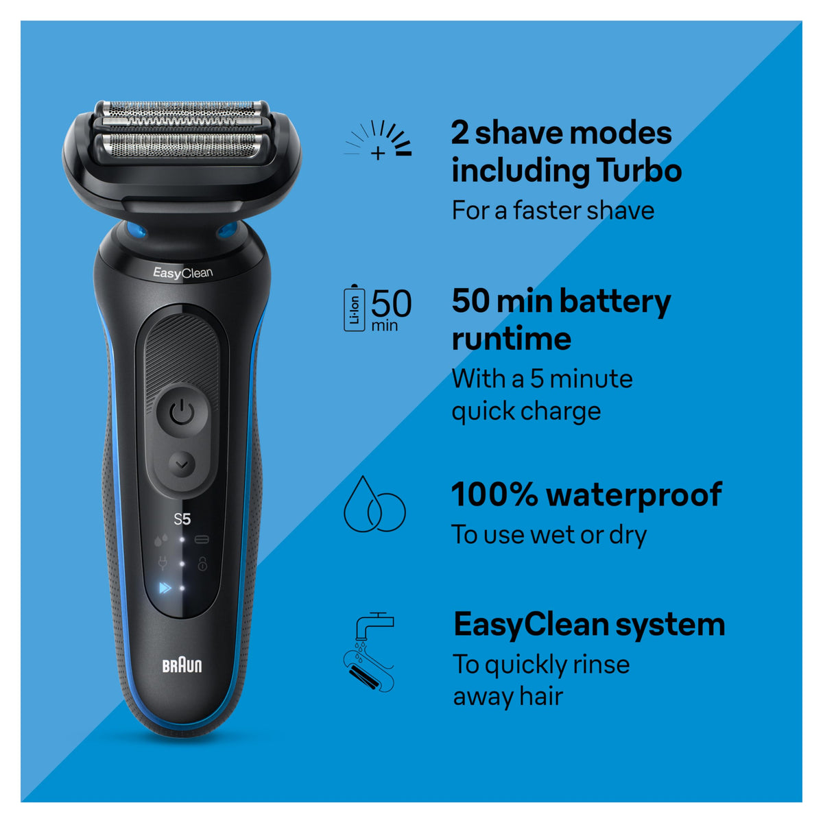 Braun Electric Razor for Men Series 5, Beard Shaver, Electric Shaver with Body Groomer S5 5150cs