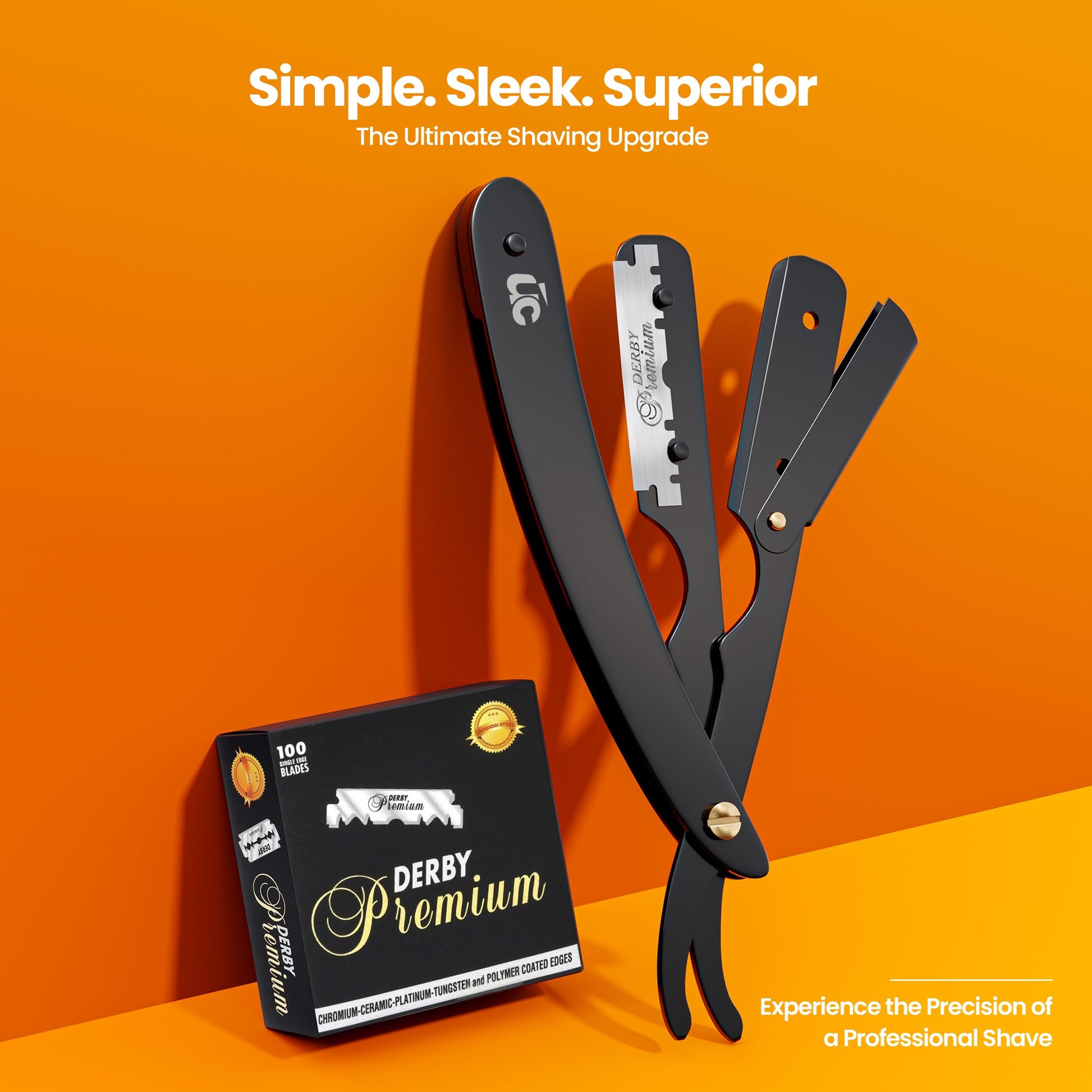 Utopia Care Professional Barber Straight Edge Razor, 100-Pack Razor Blades, Stainless Steel Safety Razor, Barber Shaving Accessories - Black - Available at All In One Marketplace Canada