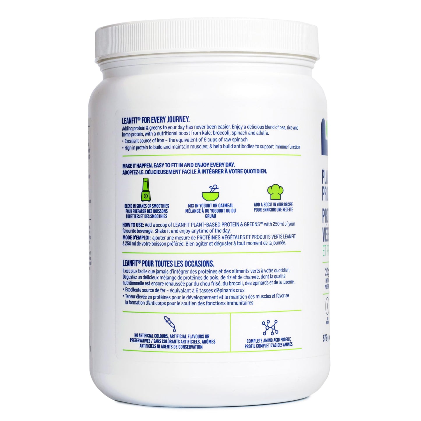 LeanFit Plant-Based Protein & Greens Powder - Natural Chocolate Flavor, 20g Protein + 4 Greens Per Serving, Vegan & Gluten-Free, 20 Servings