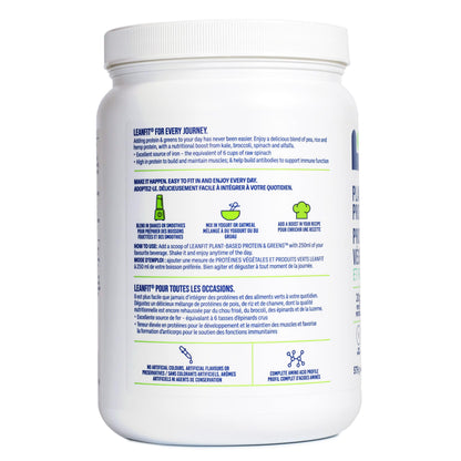 LeanFit Plant-Based Protein & Greens Powder - Natural Chocolate Flavor, 20g Protein + 4 Greens Per Serving, Vegan & Gluten-Free, 20 Servings