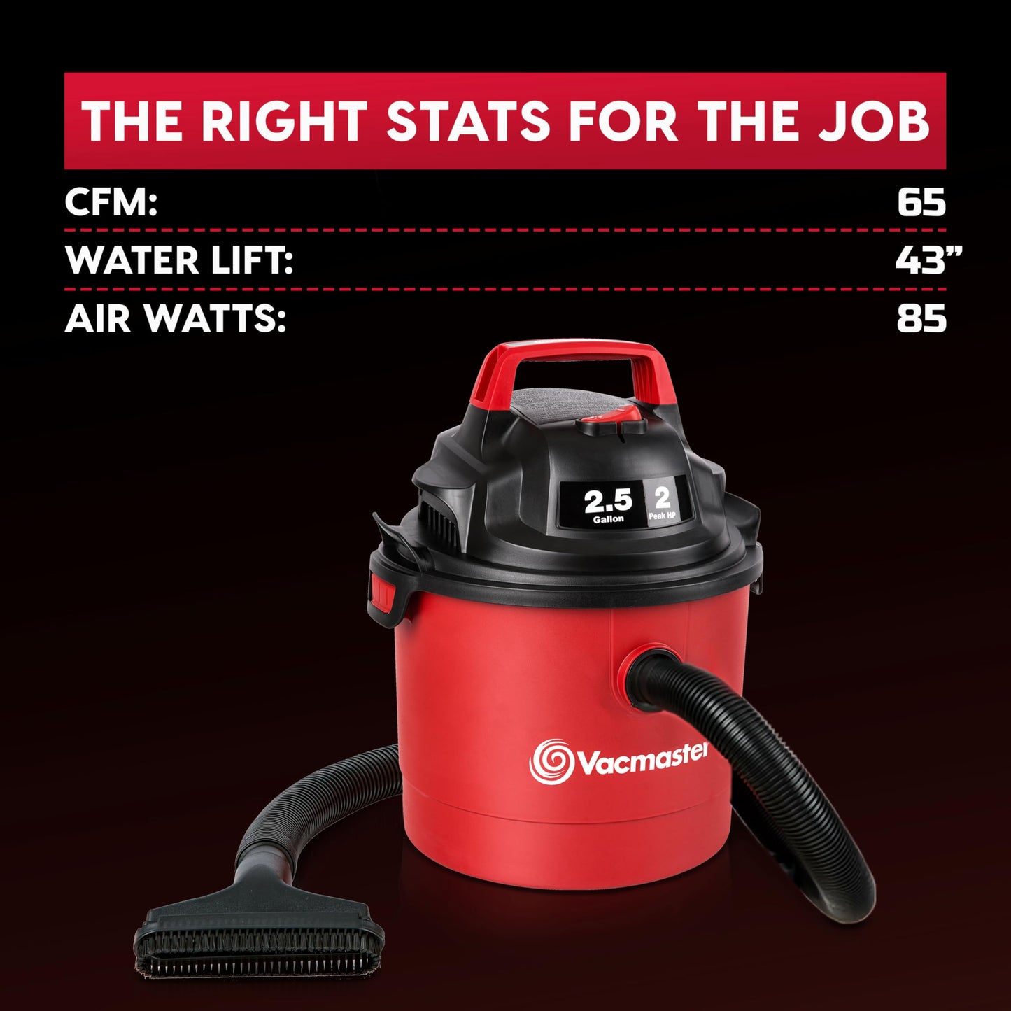 Vacmaster Red Edition VOM205P 1101 Portable Wet Dry Shop Vacuum 2.5 Gallon 2 Peak HP 1-1/4 inch Hose 🍁 All In One Marketplace Canada