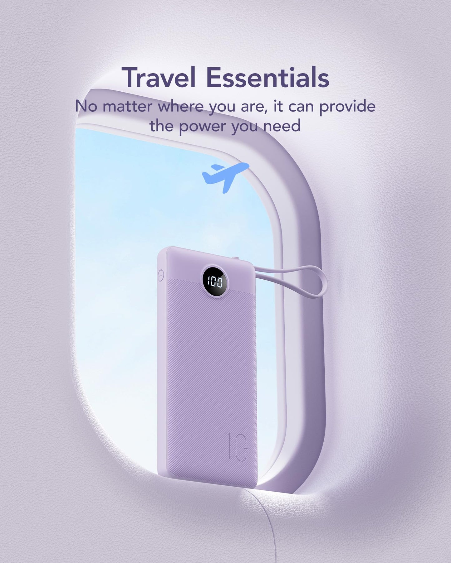 VRURC Portable Charger Power Bank, 10000mAh Travel Essentials Battery Pack