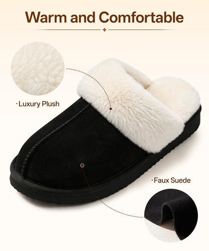 Litfun Fuzzy Memory Foam Slippers for Women Indoor Outdoor House Shoes 🍁 All In One Marketplace Canada