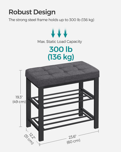 SONGMICS Shoe Storage Bench, Entryway Bench with Cushion SONGMICS