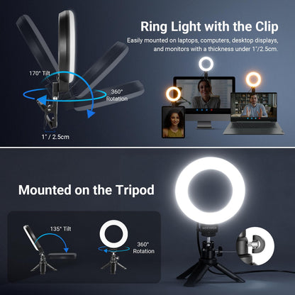 NEEWER Basics BR60 5" Ring Light for Video Conference Lighting, Clip